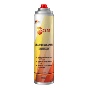 Procare Leather Cleaner is a nourishing colourless spray with lanolin for treating scuffed leather