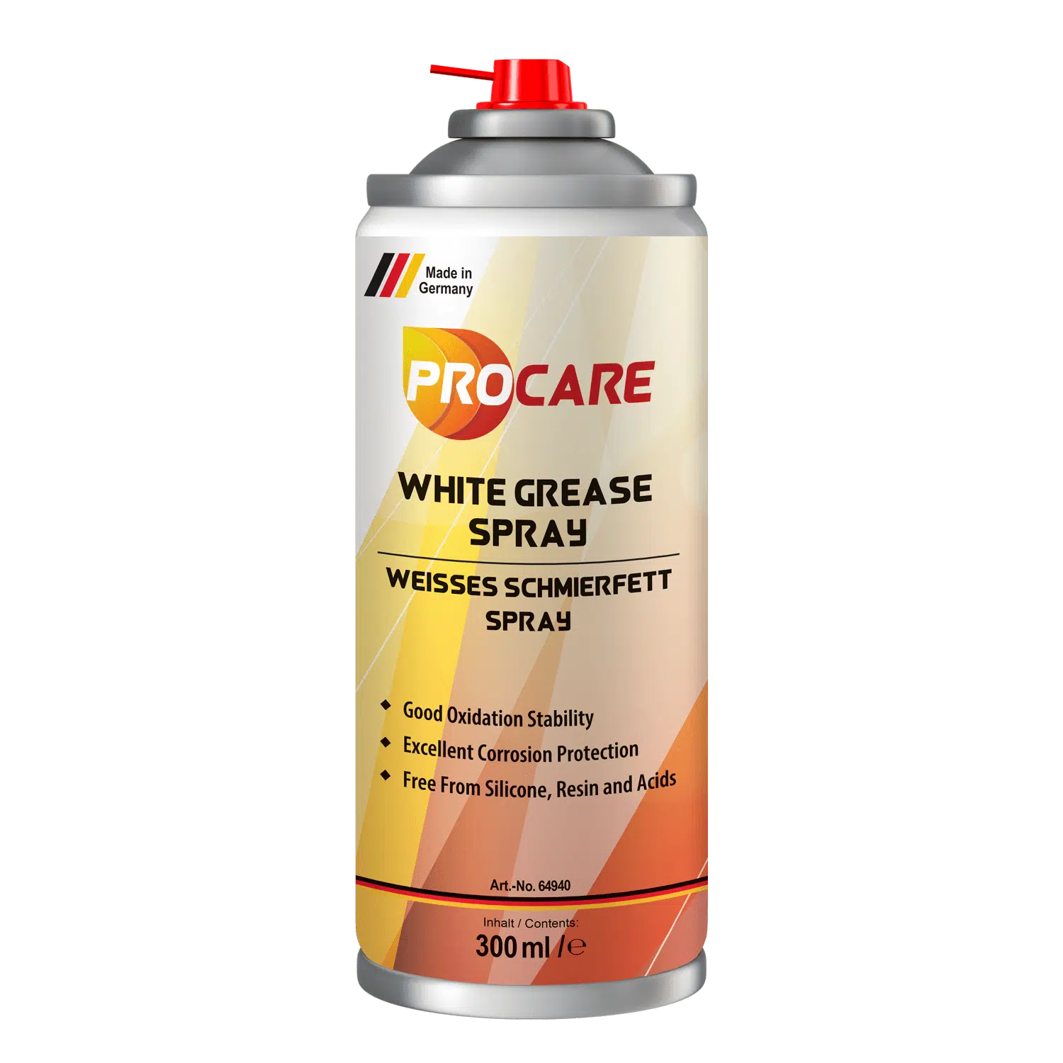 Procare White Grease Spray is a mineral oil - based , versatile white long-term grease with excellent material compatibility